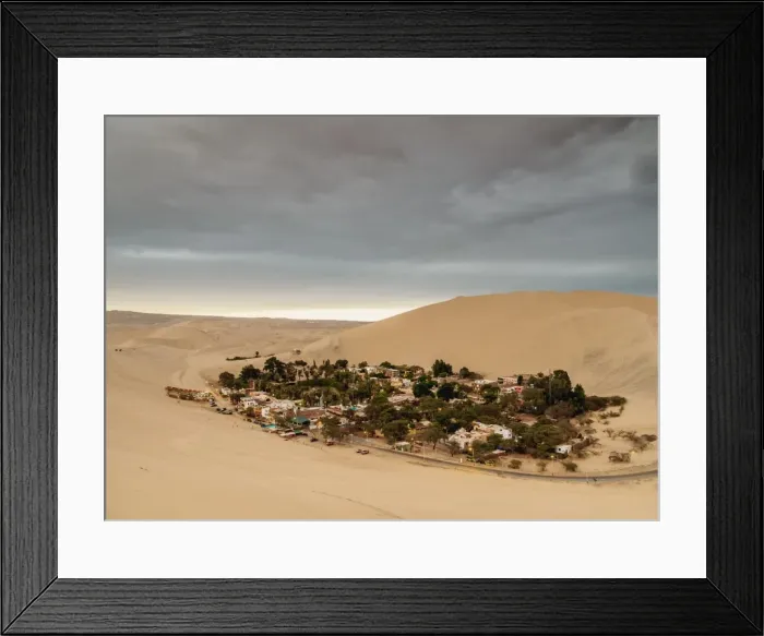 Framed Print : Huacachina Oasis, elevated view, Ica Region, Peru, South America Framed Print : Huacachina Oasis, elevated view, Ica Region, Peru, South America
