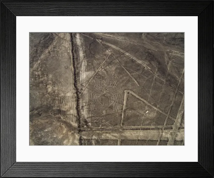 Framed Print : The Spider Geoglyph, aerial view, Nazca, UNESCO World Heritage Site, Ica Region, Peru Framed Print : The Spider Geoglyph, aerial view, Nazca, UNESCO World Heritage Site, Ica Region, Peru
