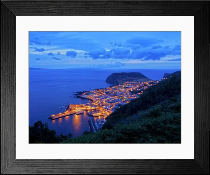 Framed Print : Velas at twilight, elevated view, Sao Jorge Island, Azores, Portugal, Atlantic, Europe Framed Print : Velas at twilight, elevated view, Sao Jorge Island, Azores, Portugal, Atlantic, Europe