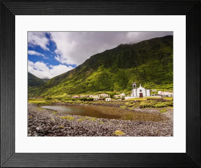 Framed Print : Church in Faja da Caldeira de Santo Cristo, Sao Jorge Island, Azores, Portugal, Atlantic