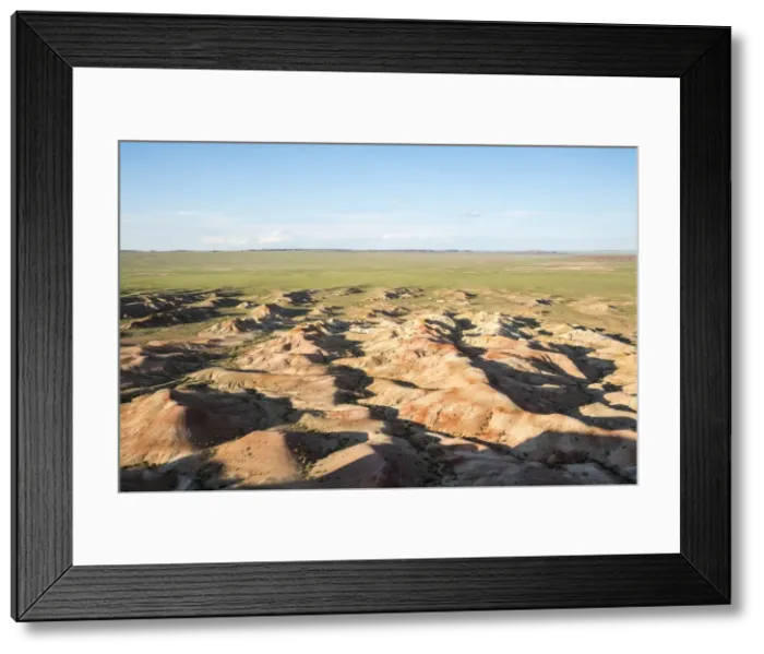 Framed Print : White Stupa sedimentary rock formations, Ulziit, Middle Gobi province, Mongolia, Central Asia