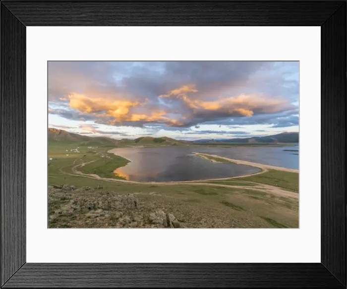 Framed Print : Sunset over White Lake, Tariat district, North Hangay province, Mongolia, Central Asia Framed Print : Sunset over White Lake, Tariat district, North Hangay province, Mongolia, Central Asia