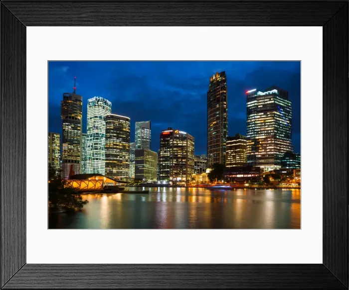 Framed Print : Brisbane city skyline after dark, Brisbane, Queensland, Australia, Pacific Framed Print : Brisbane city skyline after dark, Brisbane, Queensland, Australia, Pacific