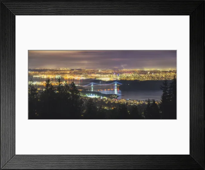 Framed Print : Vancouver city skyline panoramic view at night, Vancouver, British Columbia, Canada Framed Print : Vancouver city skyline panoramic view at night, Vancouver, British Columbia, Canada