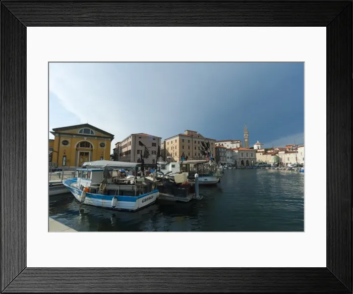 Framed Print : Buildings on the harbour of Piran, Slovenia, Europe Framed Print : Buildings on the harbour of Piran, Slovenia, Europe