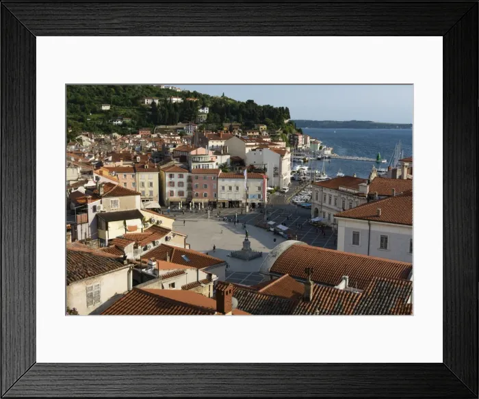 Framed Print : View from above of the Tartini Square, Piran, Slovenia, Europe