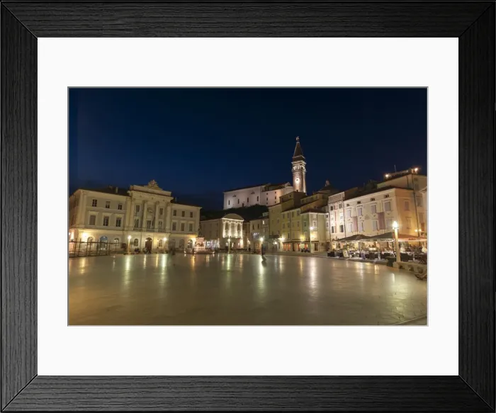 Framed Print : Tartini Square at dusk, Piran, Slovenia, Europe Framed Print : Tartini Square at dusk, Piran, Slovenia, Europe