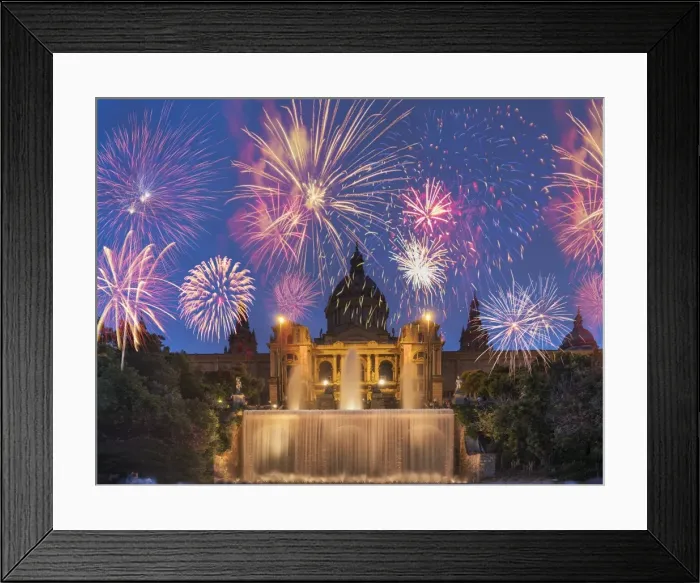 Framed Print : Fireworks, Montjuic, Barcelona, Catalonia, Spain, Europe Framed Print : Fireworks, Montjuic, Barcelona, Catalonia, Spain, Europe