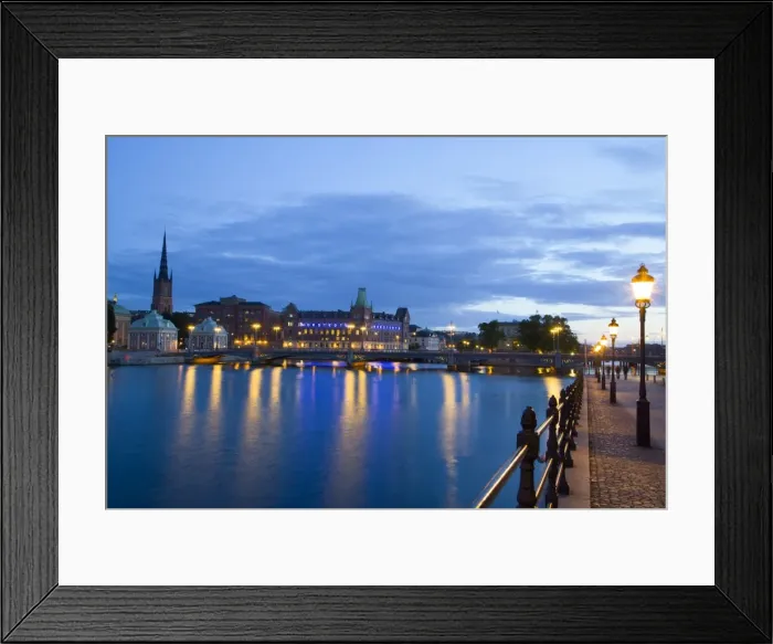 Framed Print : Evening, Waterfront, Gamla Stan on left, Stockholm, Sweden, Scandinavia, Europe