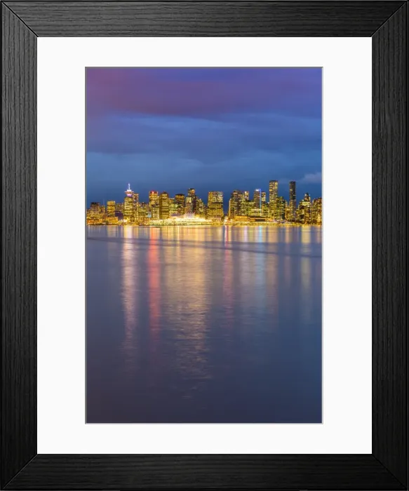 Framed Print : View of Vancouver Downtown from North Vancouver at dusk, Vancouver, British Columbia Framed Print : View of Vancouver Downtown from North Vancouver at dusk, Vancouver, British Columbia
