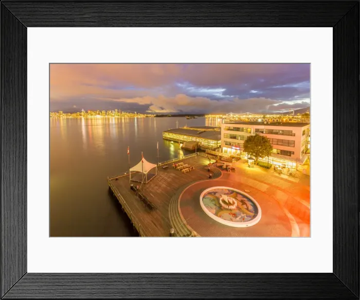 Framed Print : View of Vancouver Downtown from Lonsdale Quay North Vancouver at dusk, Vancouver Framed Print : View of Vancouver Downtown from Lonsdale Quay North Vancouver at dusk, Vancouver