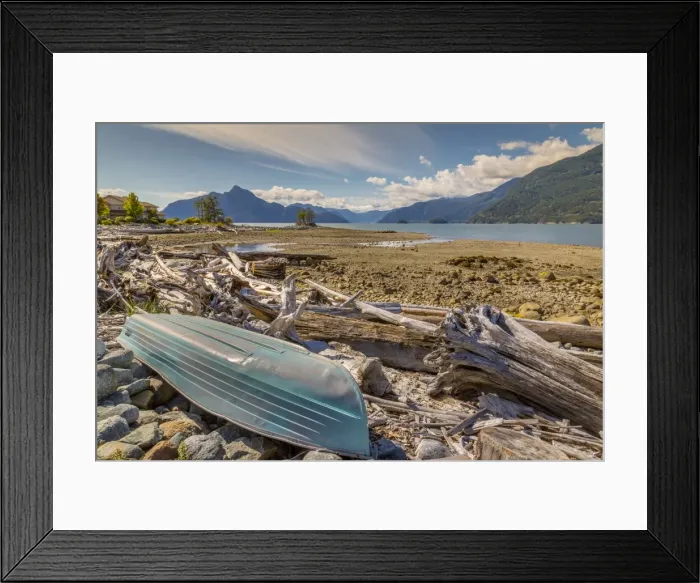 Framed Print : How Sound and overturned boat at Furry Creek off The Sea to Sky Highway near Squamish Framed Print : How Sound and overturned boat at Furry Creek off The Sea to Sky Highway near Squamish