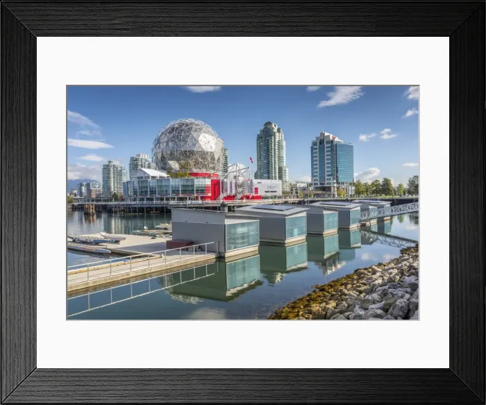 Framed Print : View of False Creek and Vancouver skyline, including World of Science Dome, Vancouver Framed Print : View of False Creek and Vancouver skyline, including World of Science Dome, Vancouver