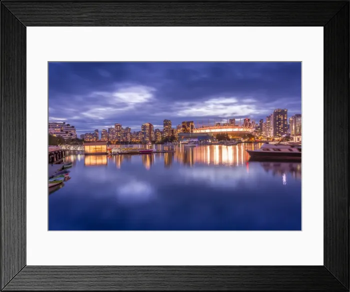 Framed Print : View of False Creek and Vancouver skyline, including BC Place, Vancouver, British Columbia