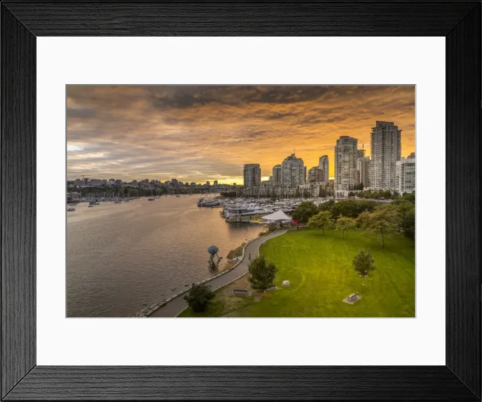 Framed Print : View of Vancouver skyline and False Creek as viewed from Cambie Street Bridge, Vancouver Framed Print : View of Vancouver skyline and False Creek as viewed from Cambie Street Bridge, Vancouver