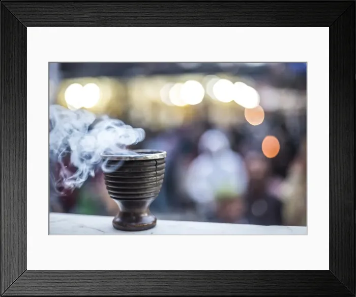Framed Print : Incense burning at a Hindu temple in New Delhi, India, Asia Framed Print : Incense burning at a Hindu temple in New Delhi, India, Asia
