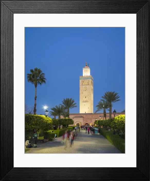 Framed Print : Minaret of the 12th century Koutoubia Mosque, UNESCO World Heritage Site, and Parc Framed Print : Minaret of the 12th century Koutoubia Mosque, UNESCO World Heritage Site, and Parc
