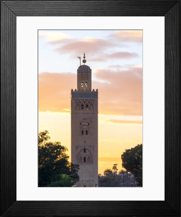 Framed Print : The 12th century minaret of Koutoubia Mosque at sunset, UNESCO World Heritage Site Framed Print : The 12th century minaret of Koutoubia Mosque at sunset, UNESCO World Heritage Site