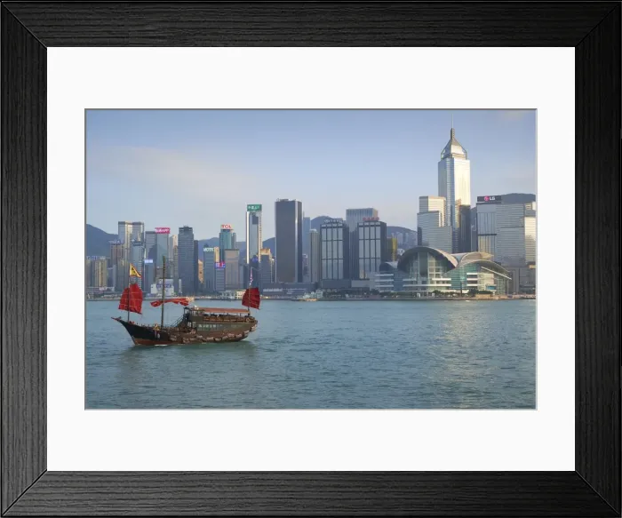 Framed Print : Traditional Chinese junk boat for tourists on Victoria Harbour, Hong Kong, China, Asia Framed Print : Traditional Chinese junk boat for tourists on Victoria Harbour, Hong Kong, China, Asia