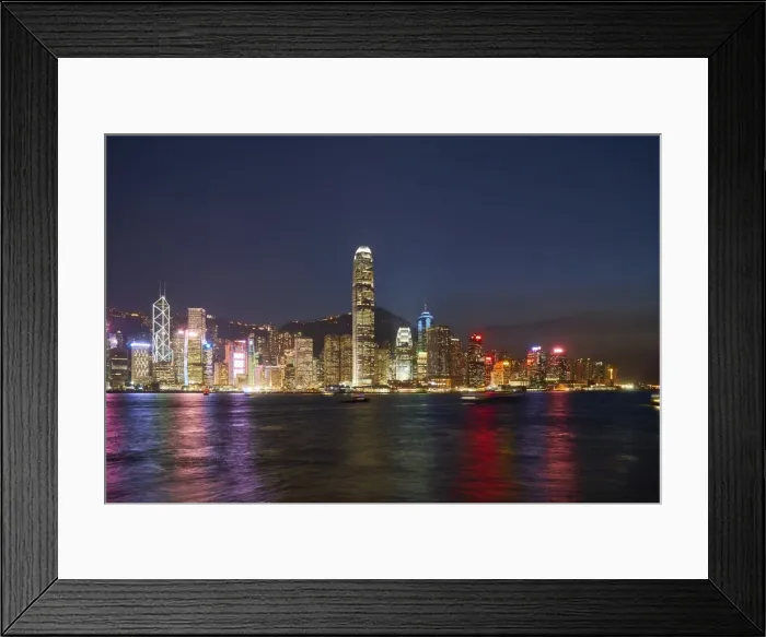 Framed Print : City skyline at night of the financial centre on Hong Kong Island with Bank of China Tower Framed Print : City skyline at night of the financial centre on Hong Kong Island with Bank of China Tower