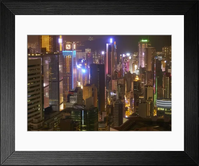 Framed Print : Hong Kong Island skyscrapers illuminated at night, Hong Kong, China, Asia Framed Print : Hong Kong Island skyscrapers illuminated at night, Hong Kong, China, Asia