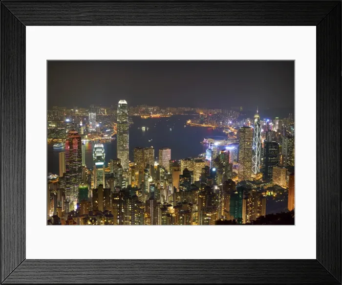 Framed Print : City skyline viewed from Victoria Peak by night, Hong Kong, China, Asia Framed Print : City skyline viewed from Victoria Peak by night, Hong Kong, China, Asia