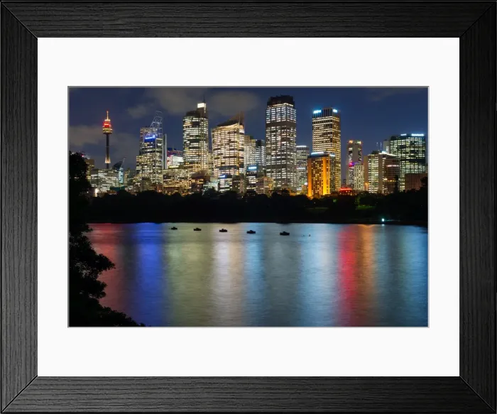 Framed Print : Views of Sydney city skyline after dark from Mrs Macquaries Chair, Sydney, New South Wales Framed Print : Views of Sydney city skyline after dark from Mrs Macquaries Chair, Sydney, New South Wales