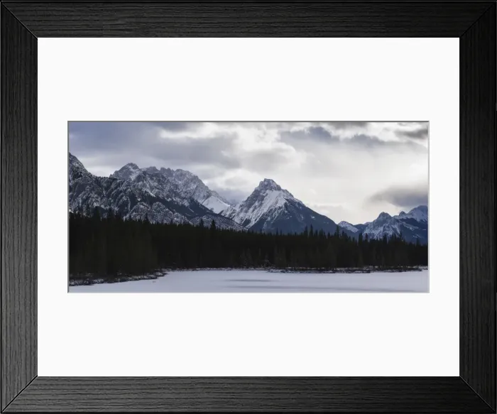 Framed Print : Panoramic winter landscape of the Canadian Rocky Mountains at the Lower Kananaskis Lake Framed Print : Panoramic winter landscape of the Canadian Rocky Mountains at the Lower Kananaskis Lake