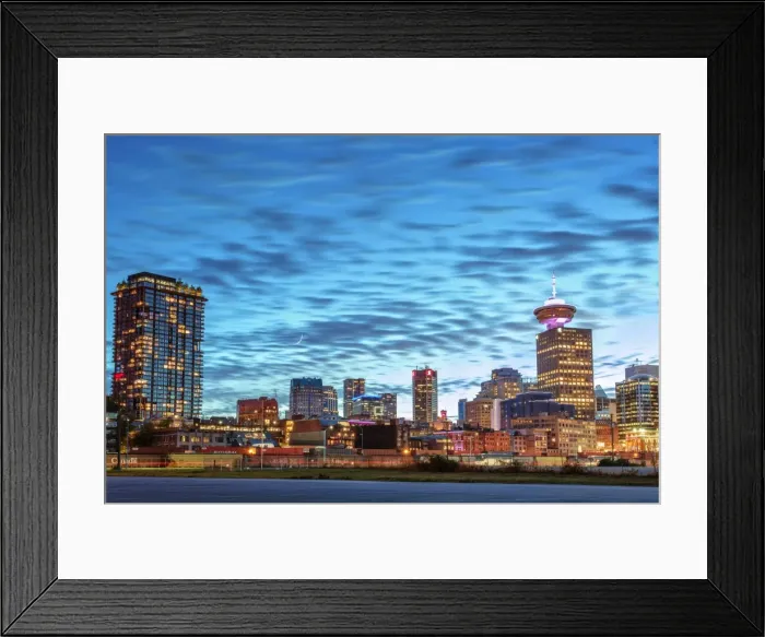 Framed Print : Vancouver skyline and high rise buildings at night, Vancouver, British Columbia, Canada Framed Print : Vancouver skyline and high rise buildings at night, Vancouver, British Columbia, Canada