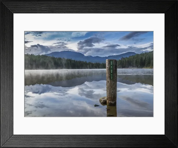 Framed Print : Mist on Lost Lake, Ski Hill and surrounding forest, Whistler, British Columbia, Canada Framed Print : Mist on Lost Lake, Ski Hill and surrounding forest, Whistler, British Columbia, Canada