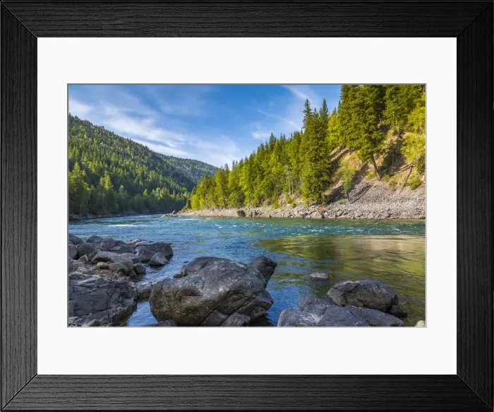 Framed Print : View of Clearwater River and meadows near Clearwater, British Columbia, Canada, North Framed Print : View of Clearwater River and meadows near Clearwater, British Columbia, Canada, North