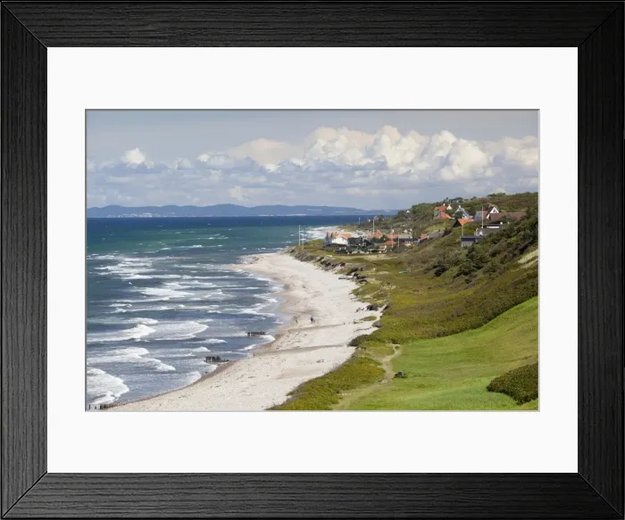Framed Print : View over Rageleje Strand beach with Swedish coastline in distance, Rageleje, Kattegat Coast Framed Print : View over Rageleje Strand beach with Swedish coastline in distance, Rageleje, Kattegat Coast