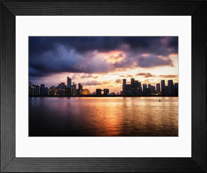 Framed Print : Dramatic clouds over Qianjiang River with skyline of Hangzhous new business district Framed Print : Dramatic clouds over Qianjiang River with skyline of Hangzhous new business district