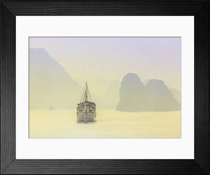 Framed Print : Boat on Halong Bay at sunset, UNESCO World Heritage Site, Vietnam, Indochina, Southeast Asia Framed Print : Boat on Halong Bay at sunset, UNESCO World Heritage Site, Vietnam, Indochina, Southeast Asia