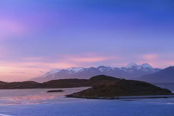 Islands and mountains in Tierra del Fuego near Ushuaia, Argentina, South America