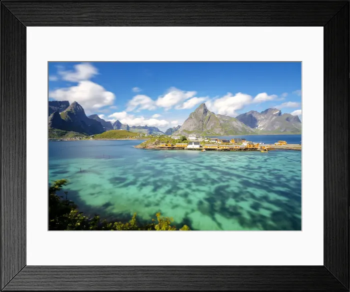 Framed Print : The turquoise sea frames the typical fishing village surrounded by rocky peaks, Sakrisoy Framed Print : The turquoise sea frames the typical fishing village surrounded by rocky peaks, Sakrisoy