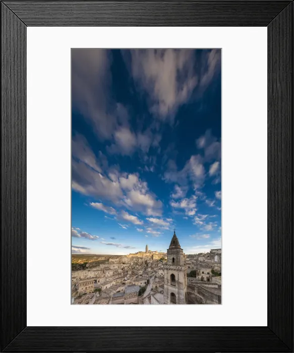 Framed Print : Sunset on the ancient town and historical center called Sassi perched on rocks on top of hill Framed Print : Sunset on the ancient town and historical center called Sassi perched on rocks on top of hill