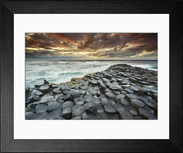 Framed Print : An evening view of the Giants Causeway, UNESCO World Heritage Site, County Antrim Framed Print : An evening view of the Giants Causeway, UNESCO World Heritage Site, County Antrim