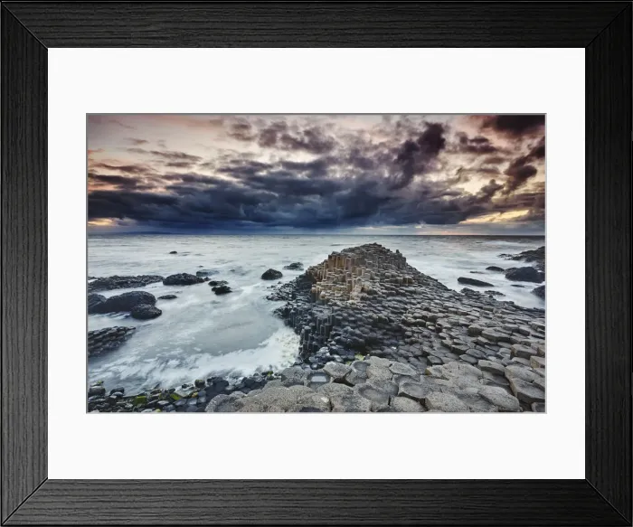 Framed Print : An evening view of the Giants Causeway, UNESCO World Heritage Site, County Antrim