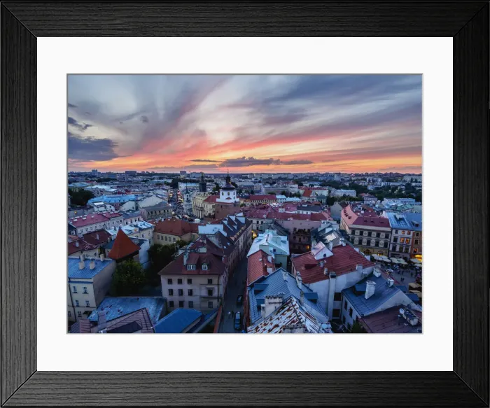 Framed Print : Elevated view of the Old Town at sunset, City of Lublin, Lublin Voivodeship, Poland Framed Print : Elevated view of the Old Town at sunset, City of Lublin, Lublin Voivodeship, Poland