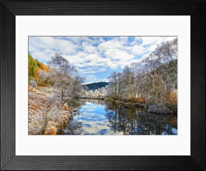 Framed Print : A tranquil view of Loch Doilet and surrounding trees on a calm and frosty winter Framed Print : A tranquil view of Loch Doilet and surrounding trees on a calm and frosty winter