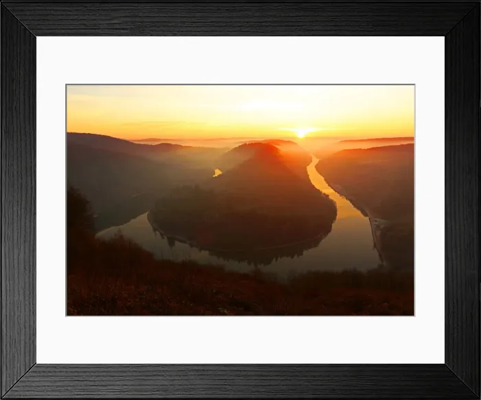 Framed Print : Big Loop of Saar River near Orscholz, Mettlach, Saarland, Germany, Europe
