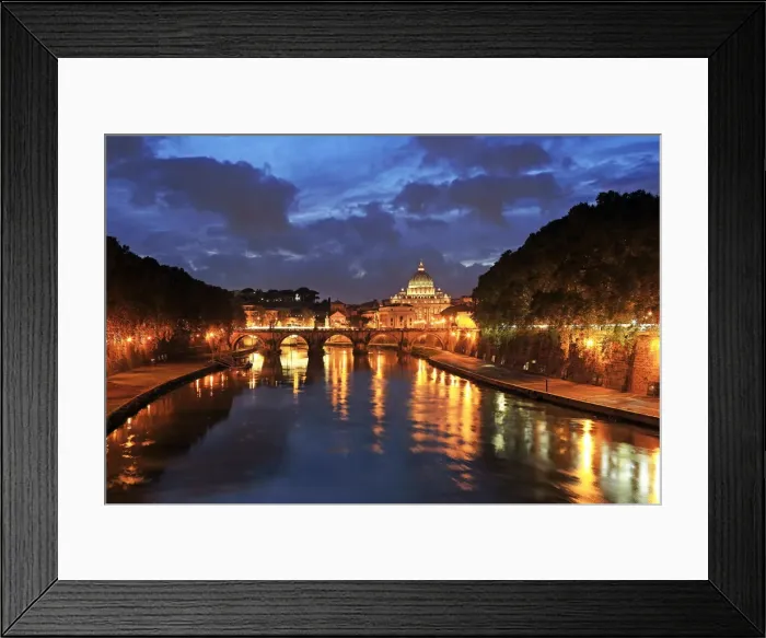 Framed Print : View across Tiber River towards St. Peters Basilica, Rome, Lazio, Italy, Europe Framed Print : View across Tiber River towards St. Peters Basilica, Rome, Lazio, Italy, Europe