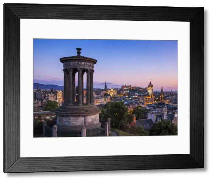 Framed Print : Dugald Stewart Monument, city centre and Edinburgh skyline at sunset, Calton Hill Framed Print : Dugald Stewart Monument, city centre and Edinburgh skyline at sunset, Calton Hill