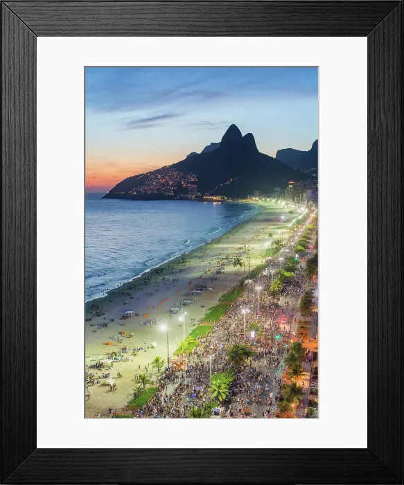 Framed Print : Sunset over Ipanema Beach and Dois Irmaos (Two Brothers) mountain, Rio de Janeiro Framed Print : Sunset over Ipanema Beach and Dois Irmaos (Two Brothers) mountain, Rio de Janeiro