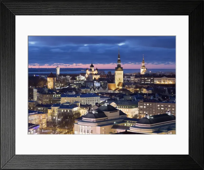 Framed Print : View over the Old Town, UNESCO World Heritage Site, at dusk, Tallinn, Estonia, Europe Framed Print : View over the Old Town, UNESCO World Heritage Site, at dusk, Tallinn, Estonia, Europe