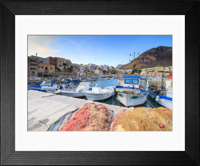 Framed Print : Fishing boats at the harbor, Castellammare del Golfo, province of Trapani, Sicily Framed Print : Fishing boats at the harbor, Castellammare del Golfo, province of Trapani, Sicily