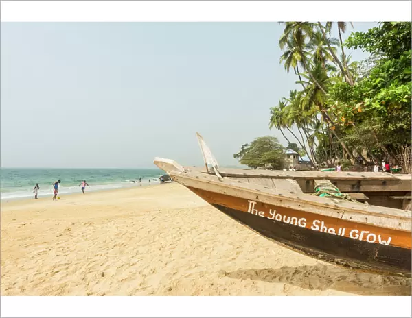 Local fishing boats on Bukeh Beach, Sierra Leone, West Africa, Africa