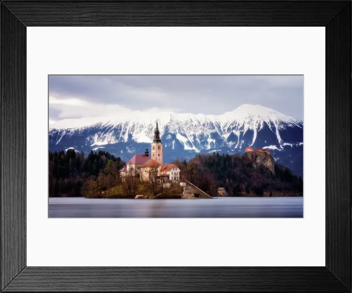 Framed Print : Church of the Assumption and Bled Castle, Lake Bled, Slovenia, Europe Framed Print : Church of the Assumption and Bled Castle, Lake Bled, Slovenia, Europe