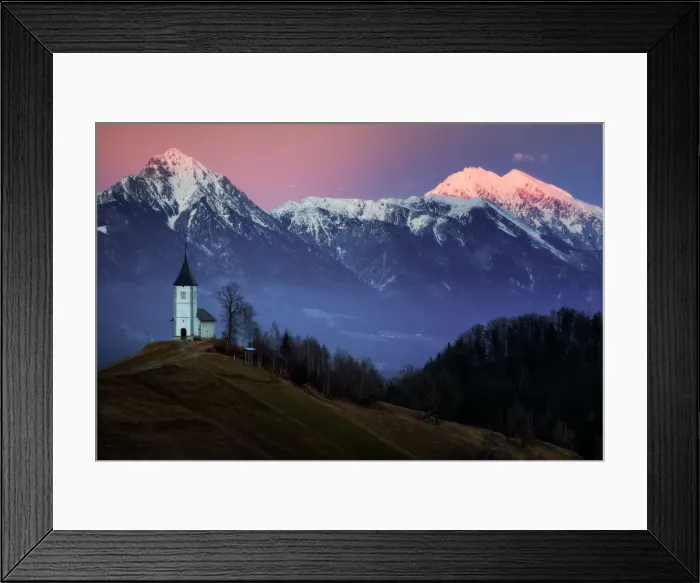 Framed Print : The Church of St. Primoz, Jamnik, at sunset, Slovenia, Europe Framed Print : The Church of St. Primoz, Jamnik, at sunset, Slovenia, Europe